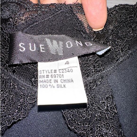 Sue Wong Vintage Nocturne Silk Chiffon Lace Embellished Whimsigoth Dress Size 4 - Picture 12 of 12
